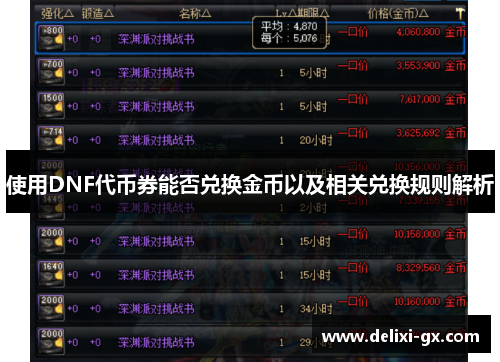 使用DNF代币券能否兑换金币以及相关兑换规则解析